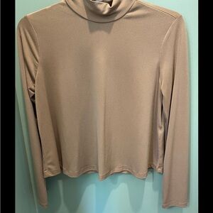 Forever 21 Taupe Long-Sleeve Mock Neck Top